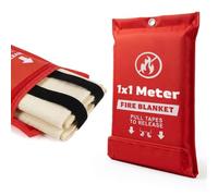 MODAGE Fire Blanket Large 1 x 1 Meter - Fully Coated Woven Fiberglass Fire Blanket for Kitchen | Single Use Blanket Wall Mountable