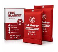 MODAGE Fire Blanket Large 1 x 1 Meter - Fully Coated Woven Fiberglass Fire Blanket for Kitchen | Single Use Blanket Wall Mountable (1 Meter (Pack of 2))