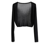 Modal Open Front Cropped Cardigans Long Sleeve Shrug Bolero Cardigans for Women Thin Ice Silk Summer Ladies Cardigan Coat Size 16 Black