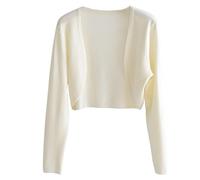 Modal Open Front Cropped Cardigans Long Sleeve Shrug Bolero Cardigans for Women Thin Ice Silk Summer Ladies Cardigan Coat Size 16 Beige