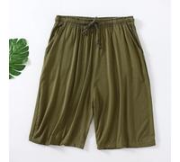 Modal Soft Five Points Beach Shorts for Men Casual Plus Size Sleepwear Options (8XL Green)