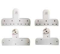 MODALEO Collection : 2 Pack 4 WAY Extension 3 Way Lead Cable Free Electric Plug Socket UK Mains Power 1 2 3 4 6 8 10 Gang Way