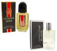 Modaleo Men’s aftershave Eau De Toilette Spray for him Men Perfume 100ml (1x Laghmani Gold 1x Hidden Code Black Perfume 100ml Eau De Toilette)