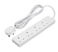 Modaleo - Tower Extension Lead 10 Way with Surge Protection, 10 Gang Multi Plug Extension Lead Tower With UK Socket and 2m Black, white Extension Lead (4 way 1m white Extension)