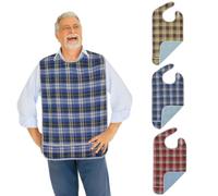 Modaliv 3-Pack Adult Bib Waterproof Reusable Clothing Protector with Crumb Catcher - Extra Long Senior Dining Bib for Elderly, Disabled & Dementia Care, Machine Washable Mealtime Protector