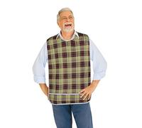 Modaliv Adult Bib for Eating - Reusable Clothes Protector with Crumb Catcher - Waterproof Adult Bibs for Elderly - Machine Washable Bib for Disabled, Elderly Men and Women (XL Beige)