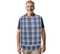 Modaliv Adult Bib for Eating - Waterproof Washable Clothing Protector with Crumb Catcher - Reusable Bib for Elderly, Disabled, Dementia or Parkinson’s - Gift for Men & Women (Blue)