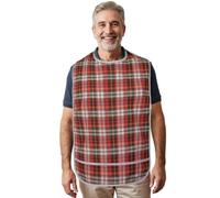 Modaliv Premium Adult Bib for Eating - Reusable Waterproof Clothing Protector with Food Catcher, Extra Long Adaptive Design for Elderly Care - Red