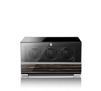 MODALO Clasico Premium Watch Winder - Watch Winder for 3 Watches, Luxury Design with Touch Display, Whisper Quiet Motor, Individually Adjustable Programmes, High-Quality Workmanship, Black Makassar