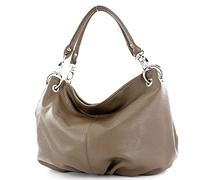modamoda de IT40 Women's Leather / Nappa Leather Shoulder Bag Hobo Bag Handmade in Italy, Dark taupe leather, sh. Beschreibung