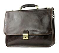 modamoda de - ital. Business Laptop Briefcase Leather A002, Colour:Dark Brown