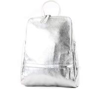 modamoda de - ital. Leather Backpack Ladies Backpack Rucksack Bag Citybag Leather T138, Colour:silver
