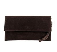 Modamoda de - ital. Leather bag Clutch Underarm bag Evening bag City bag suede T151, Colour:Dark Chocolate
