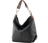 modamoda de - ital. Leather bag Shoulder bag Ladies bag Shoulder bag Leather T168, Colour:Black/Brown