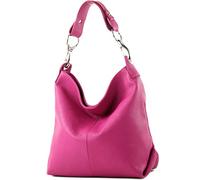 modamoda de - ital. Leather bag Shoulder bag Ladies bag Shoulder bag Leather T168, Colour:Very Dark Pink