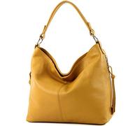 modamoda de - ital Shopper Shoulder Bag large leather T160, Colour:Mustard Yellow