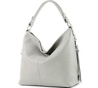 modamoda de Italian ladies shoulder bag made of leather T160, colour: light grey