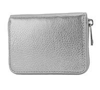 modamoda de - P04 - Italian ladies wallet made of genuine leather, short, colour: Silver grey metallic
