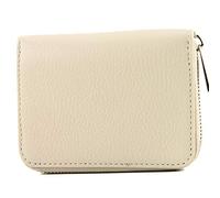 modamoda de - P04 - Italian ladies wallet, real leather, short, Colour:cream Beige