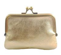 modamoda de P07 Women's Leather Purse Small Handmade in Italy, Lightgold Metallic, XS, Retro