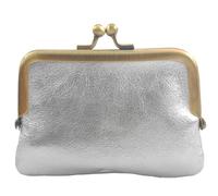 modamoda de P07 Women's Leather Purse Small Handmade in Italy, metallic silver, XS, Retro