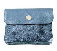 modamoda de - P09 - Italian leather ladies wallet small, color: denim blue metallic