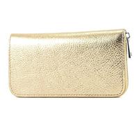 modamoda de - SILBER-P02 - Italian ladies' wallet made of genuine leather, long, colour: light gold metallic