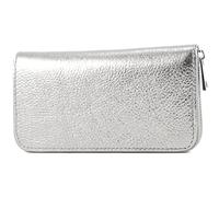 modamoda de - SILVER-P02 - Italian ladies' wallet made of genuine leather, long, colour: Silver metallic