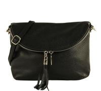 modamoda de T07L / T139L Women's Leather Small Shoulder Bag 2 Models Handmade in Italy, black, S
