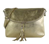 modamoda de - T07LEATHER - Small Italian Leather Shoulder Bag, Lightgold Metallic, Small