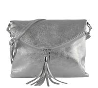 modamoda de T07L / T139L Women's Leather Small Shoulder Bag 2 Models Handmade in Italy, T139l Metallic Silver, S