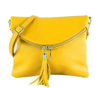 modamoda de T07L / T139L Women's Leather Small Shoulder Bag 2 Models Handmade in Italy, T139l Sun Yellow, S