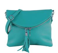 modamoda de T07L / T139L Women's Leather Small Shoulder Bag 2 Models Handmade in Italy, T139l Turquoise Blue, S