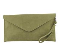 modamoda de T106 Women's Suede Suede Suede Clutch Shoulder Bag Evening Bag Handmade in Italy, Light olive green, S