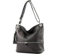 modamoda de - T143 Italian Leather Shoulder Bag, dark chocolate, siehe Beschreibung