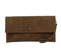 modamoda de - T151/M151 - Italian clutch suede/leather metallic, color: chocolate brown