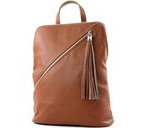 modamoda de - T161 Italian 3-in-1 women's backpack bag made of leather, Cognac2021, L