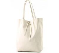 modamoda de - T163 Italian Shopper Large with Inner Pocket Made of Leather, Creme2021, Large