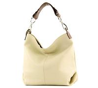 modamoda de T168 ital. shoulder bag made of leather, color: cream beige/chocolate brown