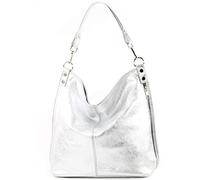 modamoda de - T177 - ital. Ladies leather shoulder bag, Colour:silver
