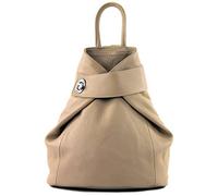 modamoda de - T179 - ital women backpack bag made of leather, Colour:Bright taupe