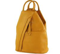 modamoda de - T180 - ital Ladies backpack bag nappa leather, Colour:Mustard Yellow
