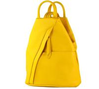 modamoda de - T180 - ital Ladies backpack bag nappa leather, Colour:Sun Yellow