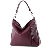 modamoda de - T183 - ital. Ladies leather shoulder bag, Colour:Bordeaux violet
