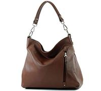 modamoda de - T183 - ital. Ladies leather shoulder bag, Colour:Chocolate Brown