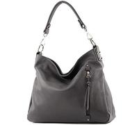 modamoda de - T183 - ital. Ladies leather shoulder bag, Colour:Graphite Gray