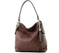 modamoda de - T185 - ital. Ladies leather shoulder bag, Colour:Chocolate Brown