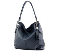 modamoda de - T185 - ital. Ladies leather shoulder bag, Colour:Dark Blue
