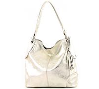 modamoda de - T185 - ital. Ladies leather shoulder bag, Colour:Light gold