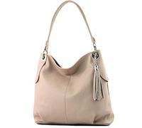 modamoda de - T185 - ital. Ladies leather shoulder bag, Colour:Pink Beige